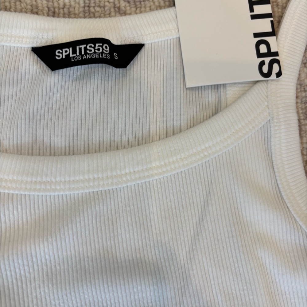 Splits59 Cream Ribbed Scoop Tank - Picture 2 of 2